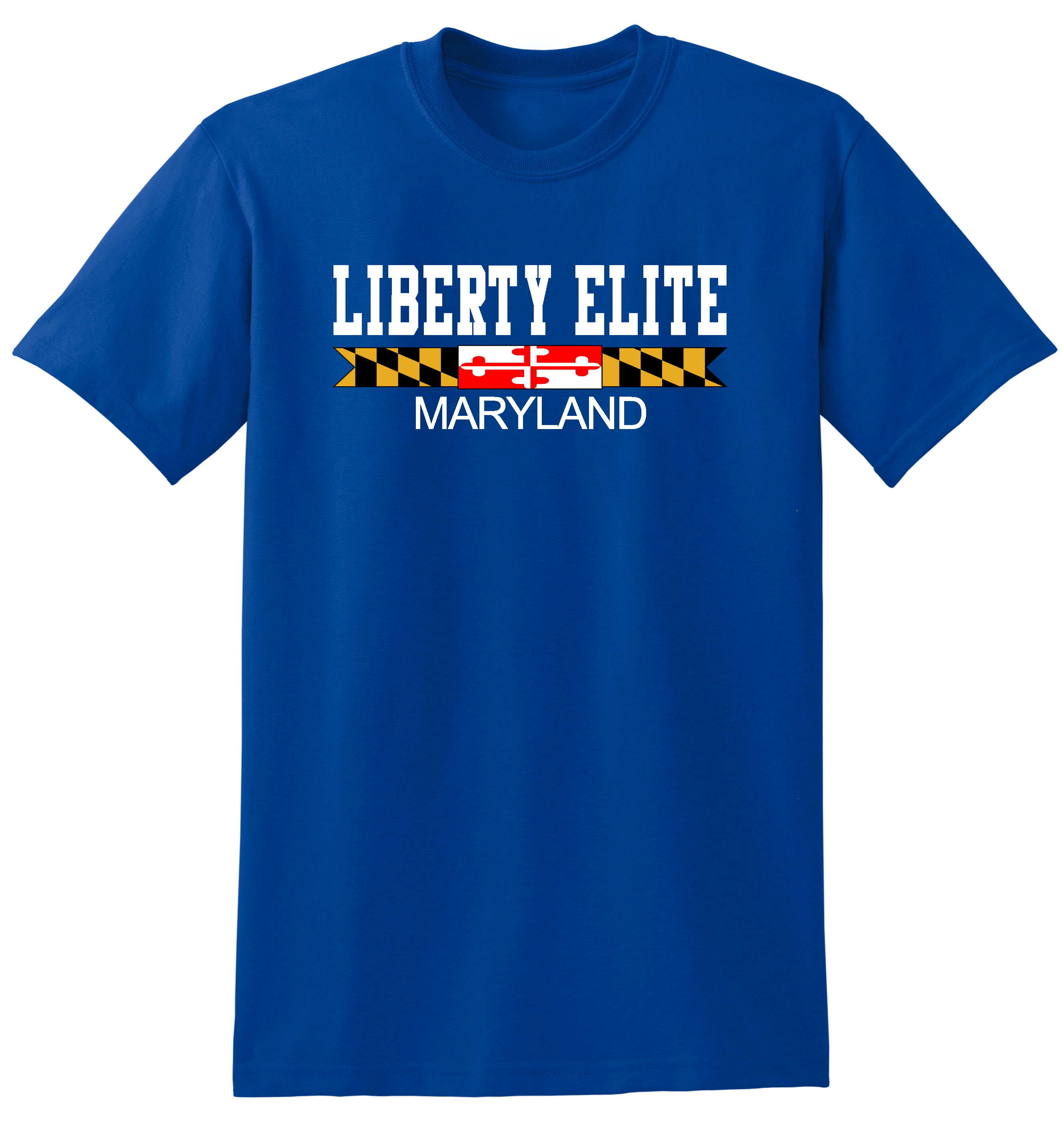 LEU-8000ROY-MD ADULT UNISEX ROYAL BLUE 50/50 BLEND SHORT SLEEVE TEE WITH MARYLAND LOGO