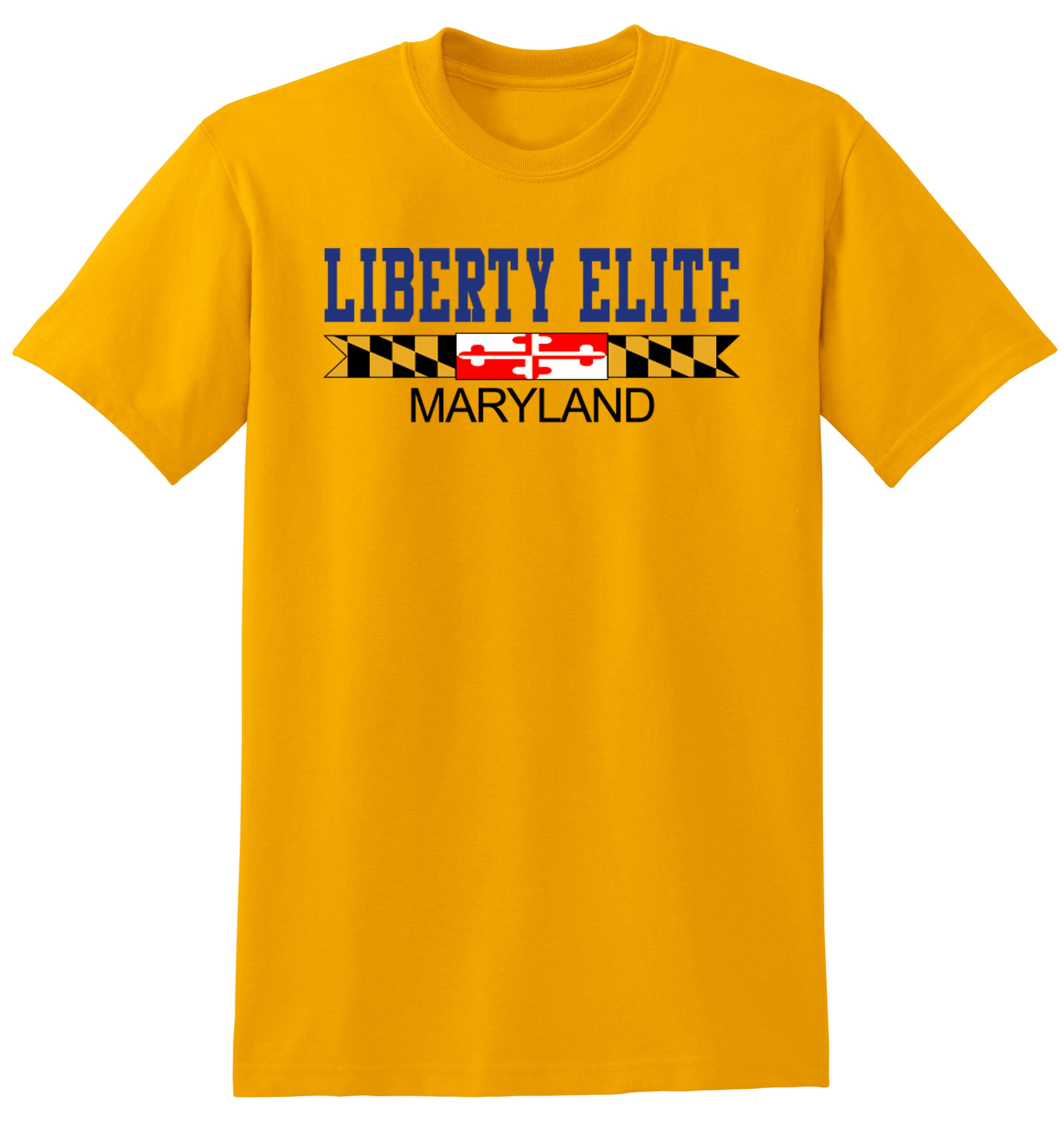 LEU-8000GD-MD ADULT UNISEX GOLD 50/50 BLEND SHORT SLEEVE TEE WITH MARYLAND LOGO
