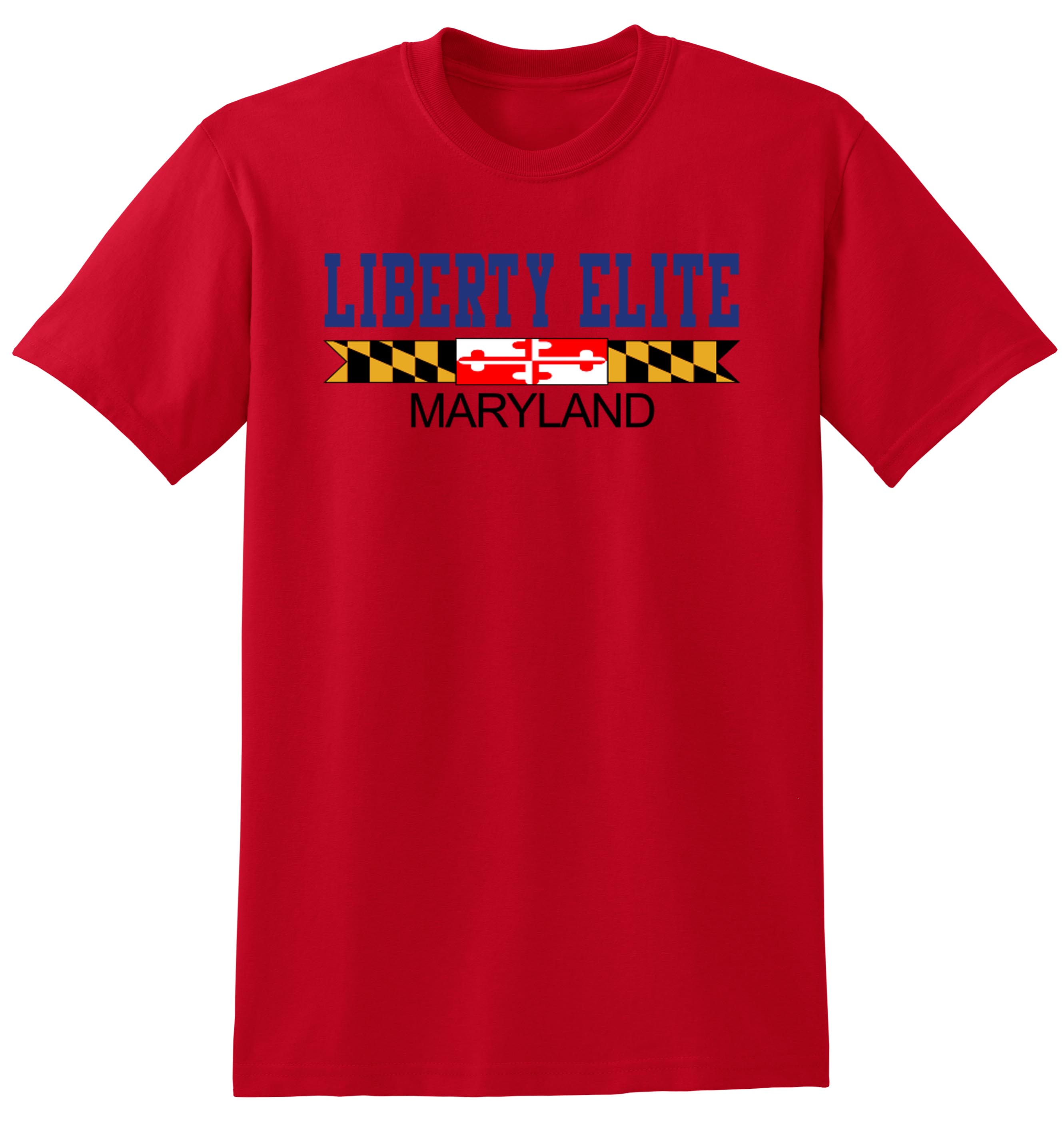 LEU-8000RD-MD ADULT UNISEX RED 50/50 BLEND SHORT SLEEVE TEE WITH MARYLAND LOGO