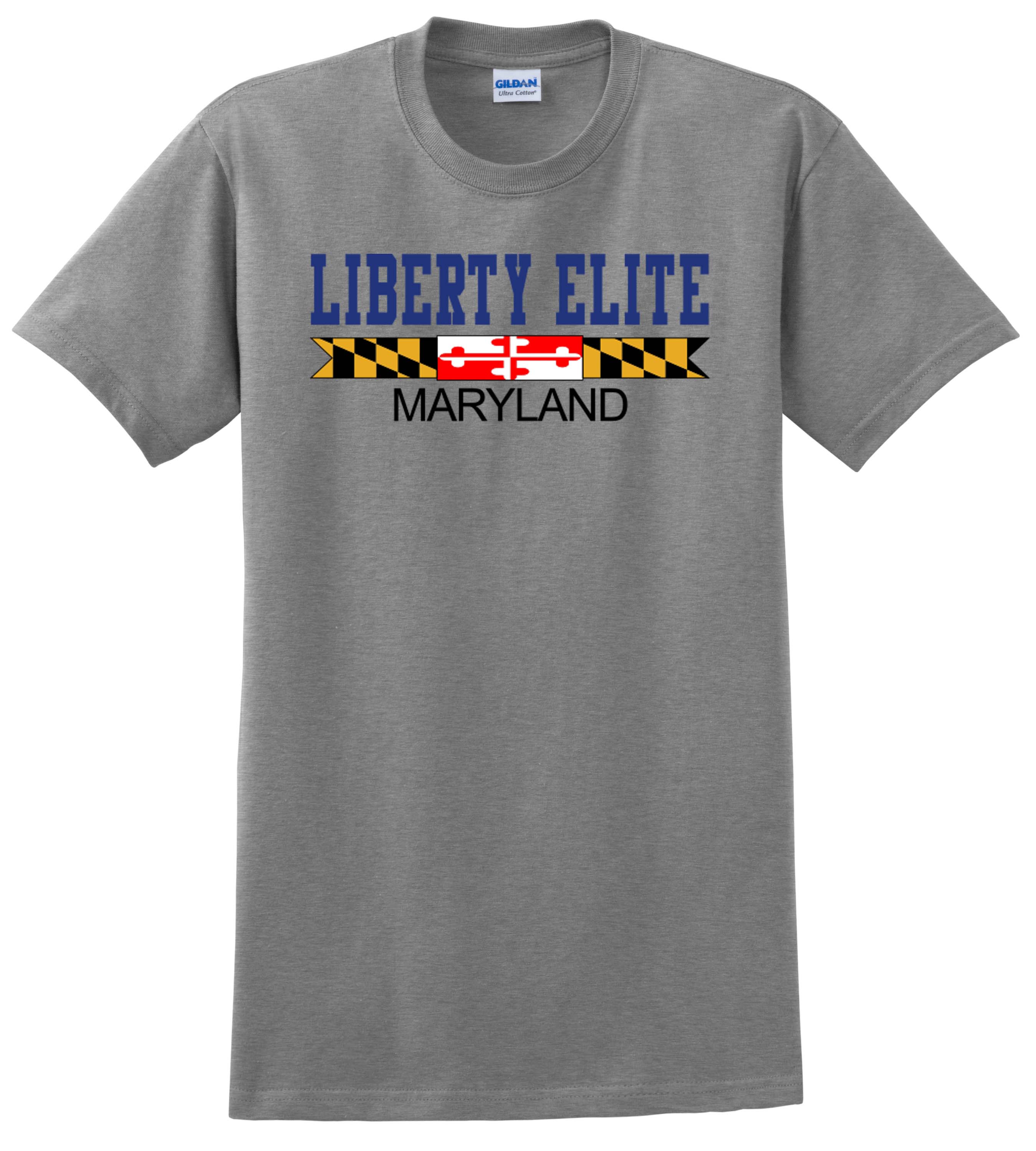 LEU-8000SG-MD ADULT UNISEX SPORTS GRAY 50/50 BLEND SHORT SLEEVE TEE WITH MARYLAND LOGO