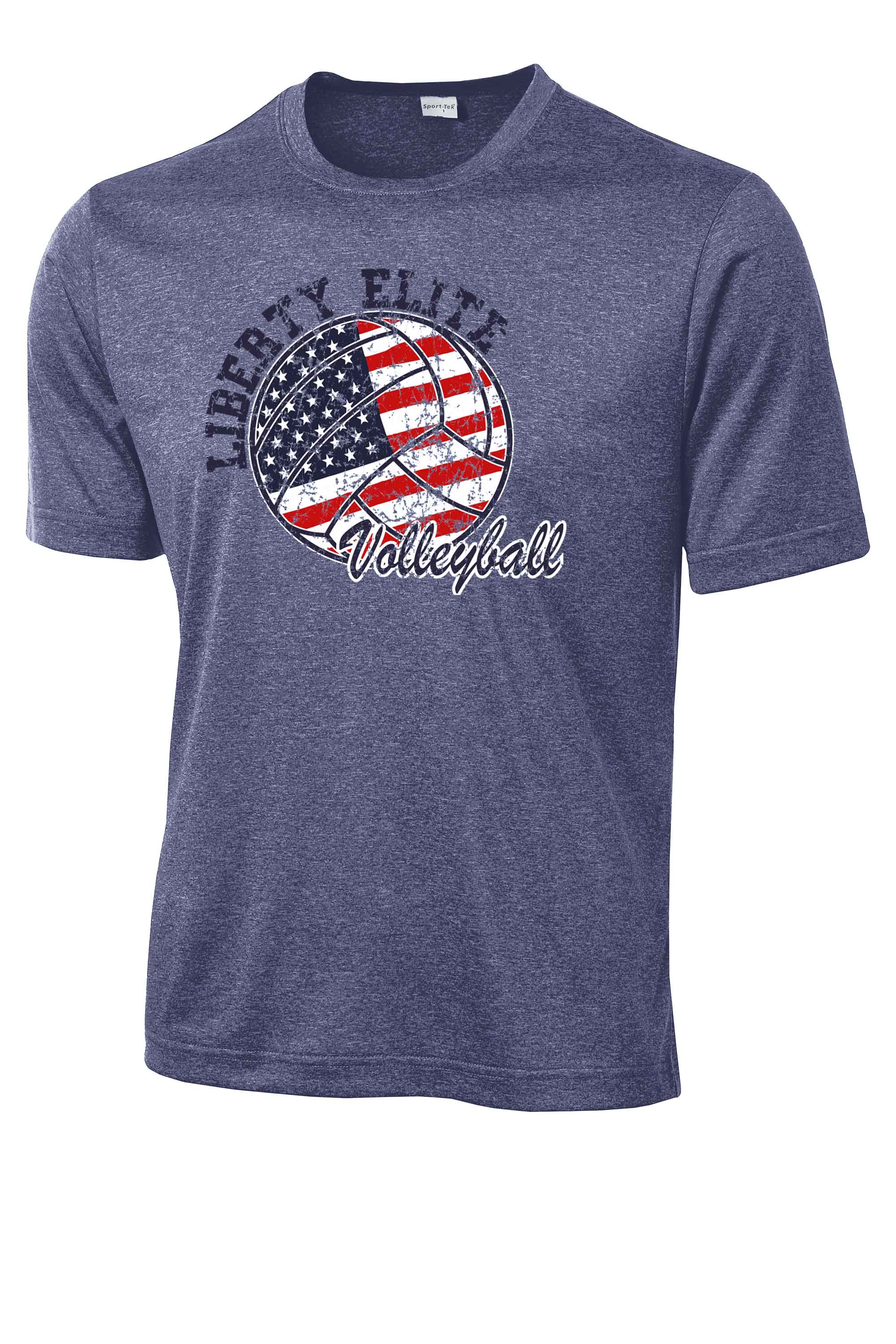 LEM-MST360NVY-VB MEN'S NAVY HEATHER SHORT SLEEVE MOISTURE WICKING SHORT SLEEVE TEE WITH VO