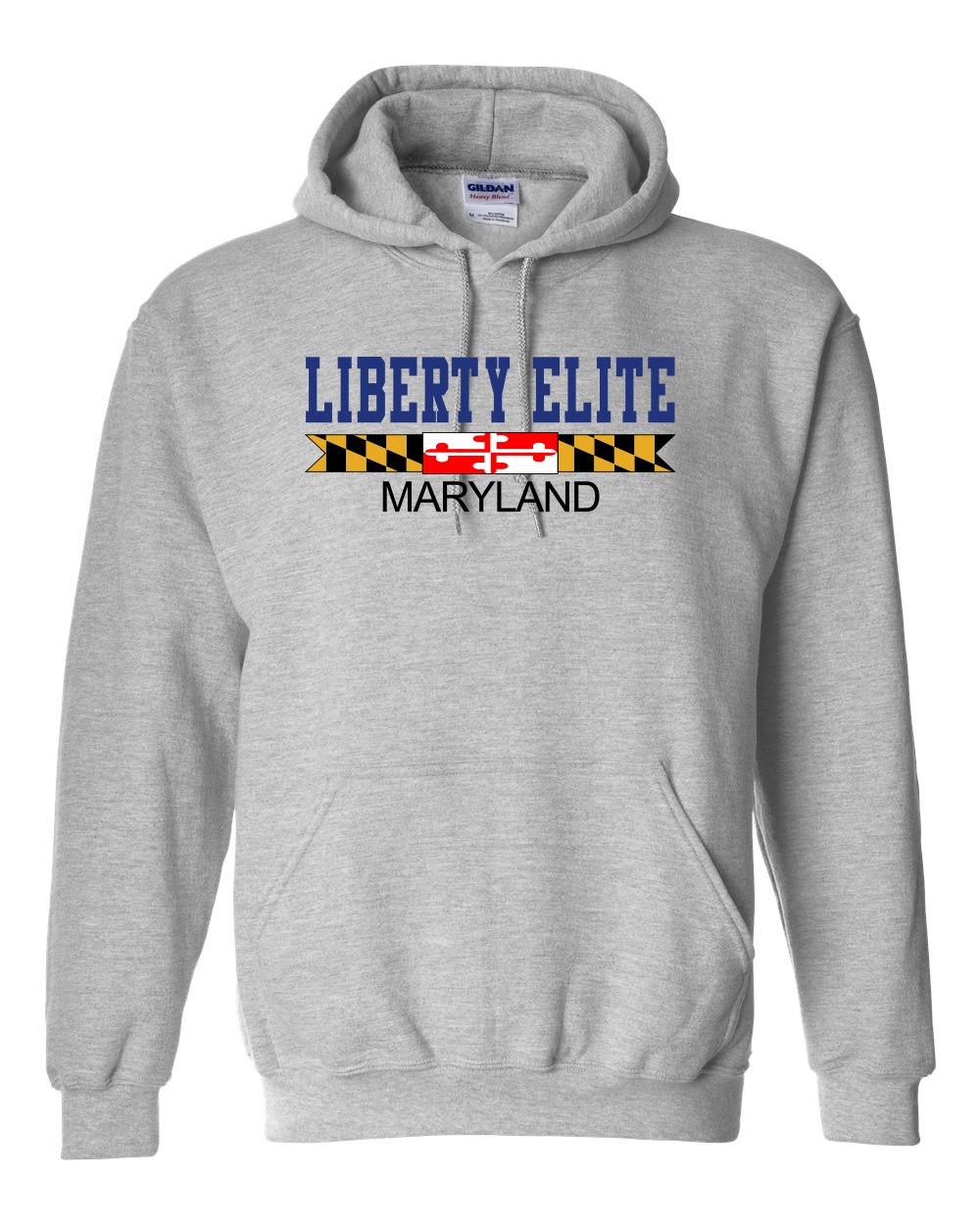 LEU-18500GRY-MD ADULT UNISEX SPORTS GRAY 50/50 BLEND HOODIE WITH MARYLAND LOGO