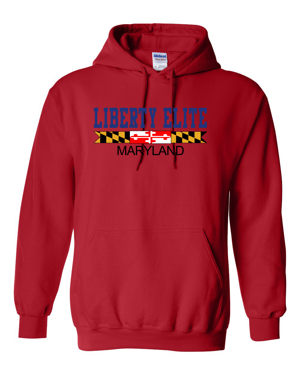 LEU-18500RD-MD ADULT UNISEX RED 50/50 BLEND HOODIE WITH MARYLAND LOGO