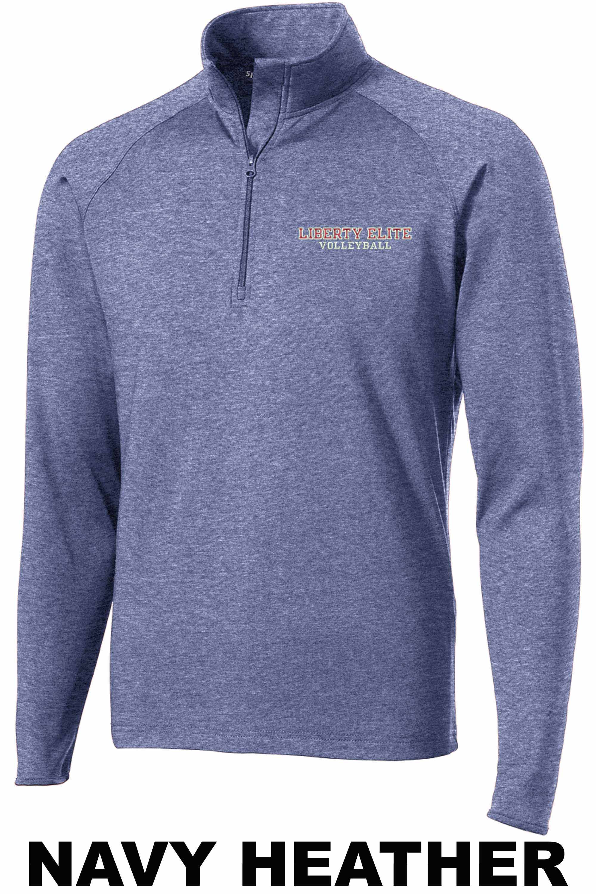LEM-MST850NVHT MENS NAVY HEATHER MOISTURE WICKING 1/4 ZIP PULLOVER - EMBROIDERED