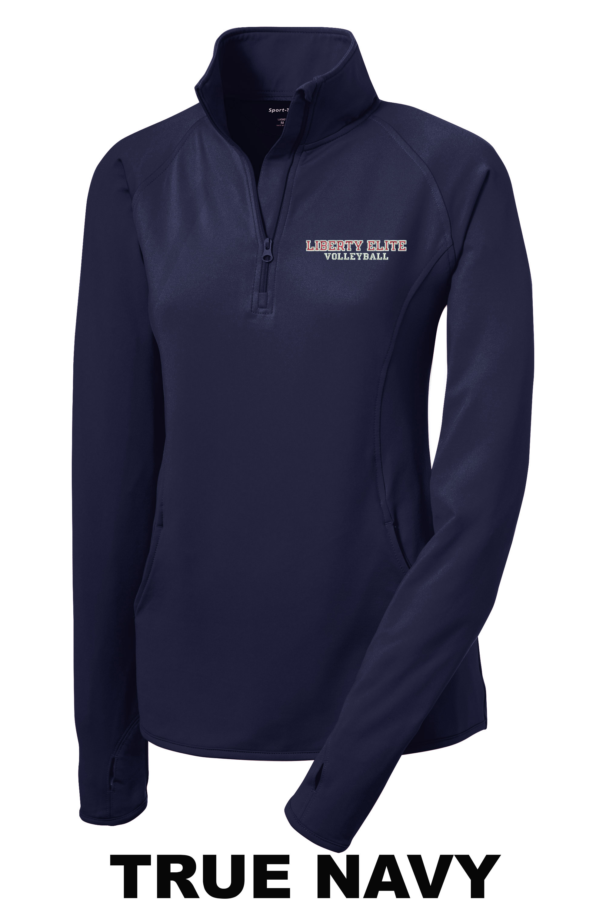 LEL-LST850TRNV LADIES TRUE NAVY MOISTURE WICKING 1/4 ZIP PULLOVER - EMBROIDERED