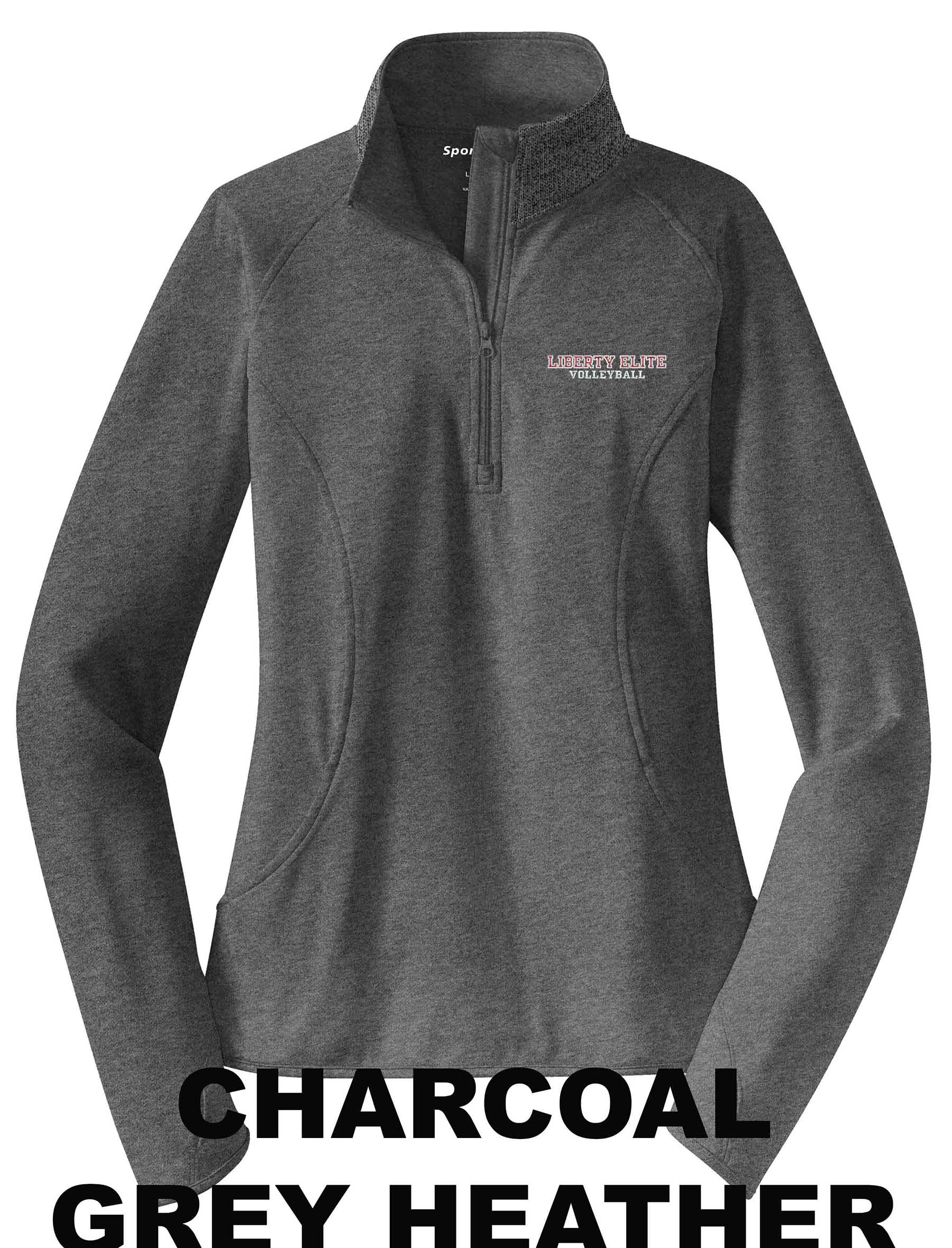 LEL-LST850CHGRHT LADIES CHARCOAL GREY HEATHER MOISTURE WICKING 1/4 ZIP PULLOVER - EMBROIDERED