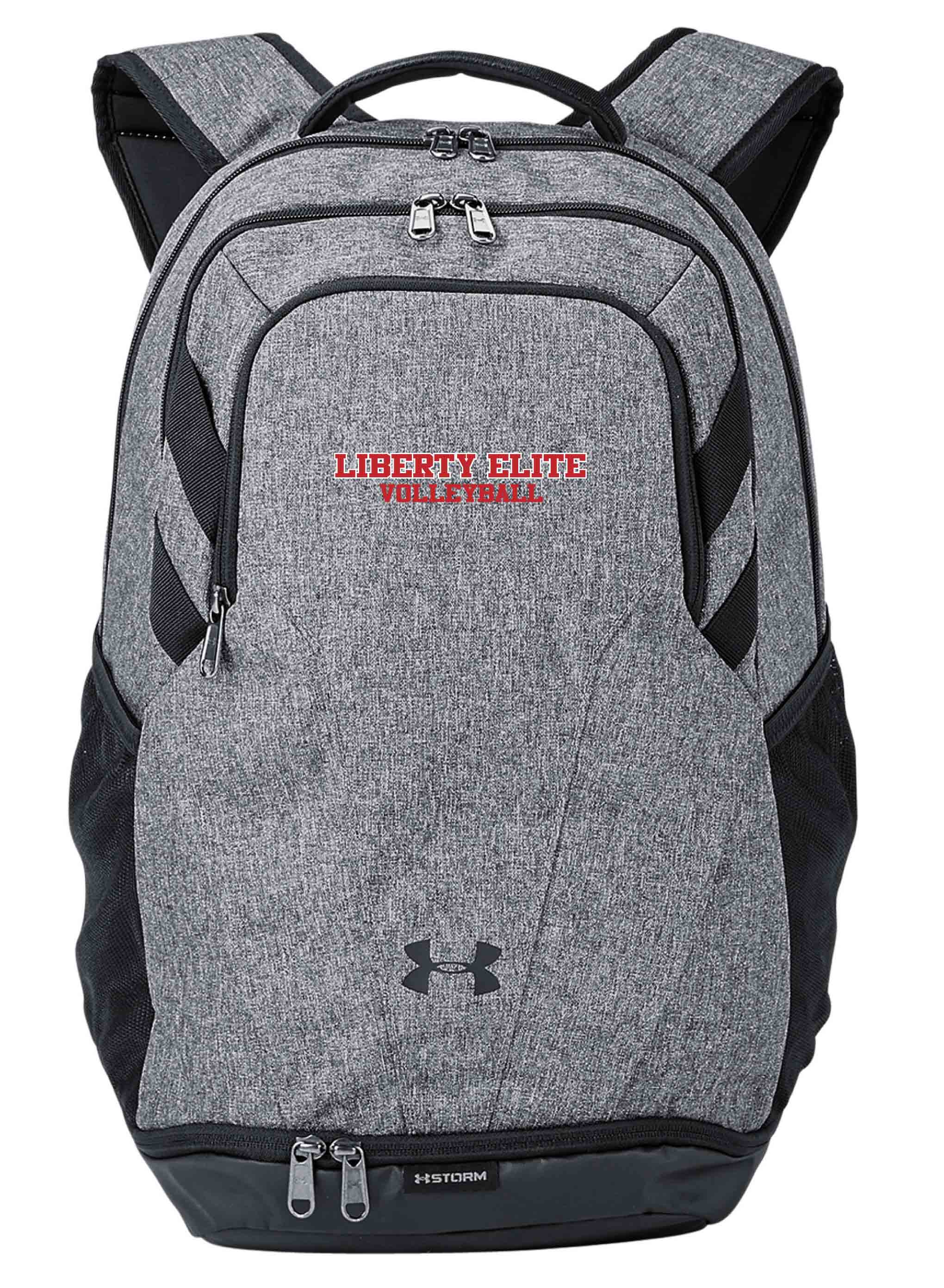 LEZ-1306060GR GRAPHITE HEATHER/BLACK UNDER ARMOUR HUSTLE II BACKPACK - EMBROIDERED