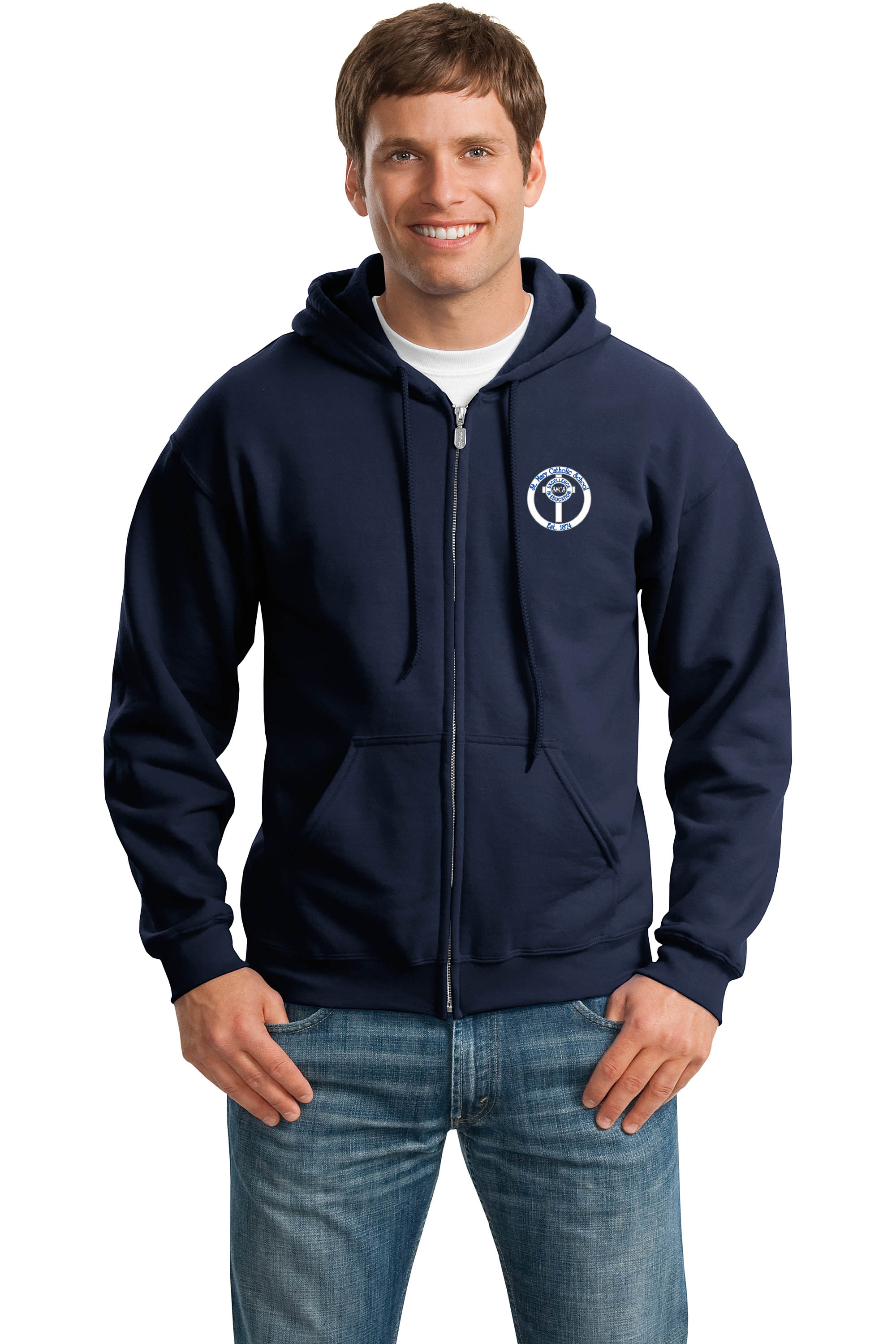 B3-18600 Adult Full Zip Hoodies - Navy with Embroidery