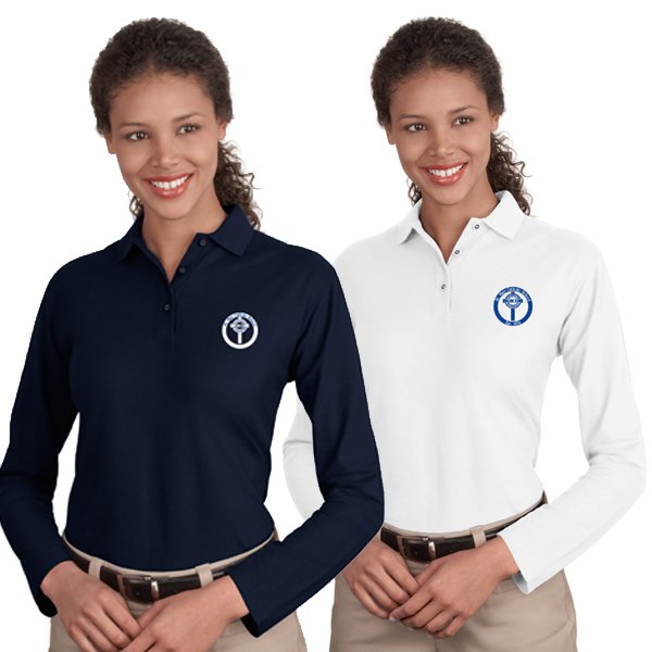 C4-L500LS Ladies Long Sleeve Silk Touch Polo with Embroidered Logo