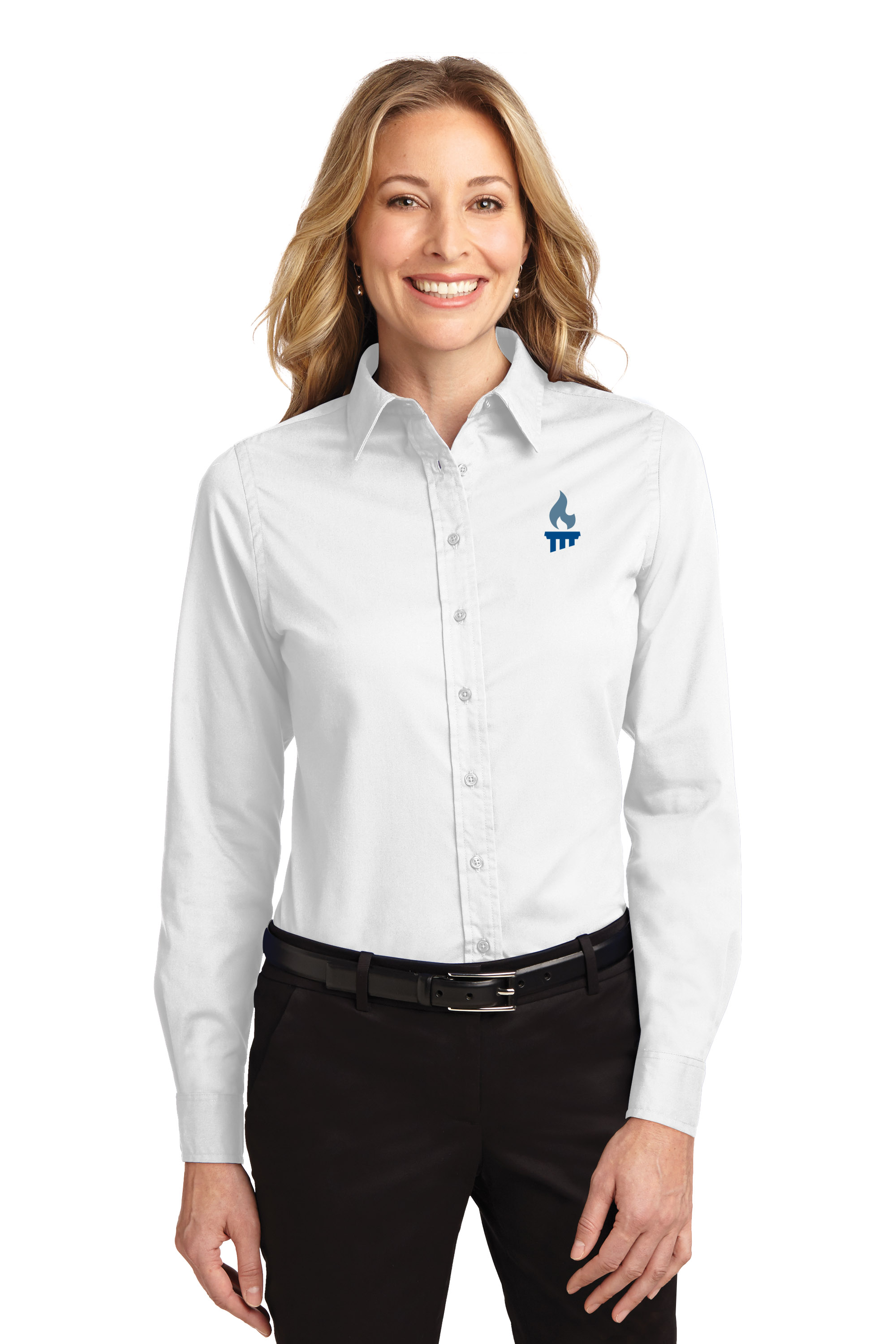 L1L608Wh - White PA Long Sleeve Easy Care Shirt