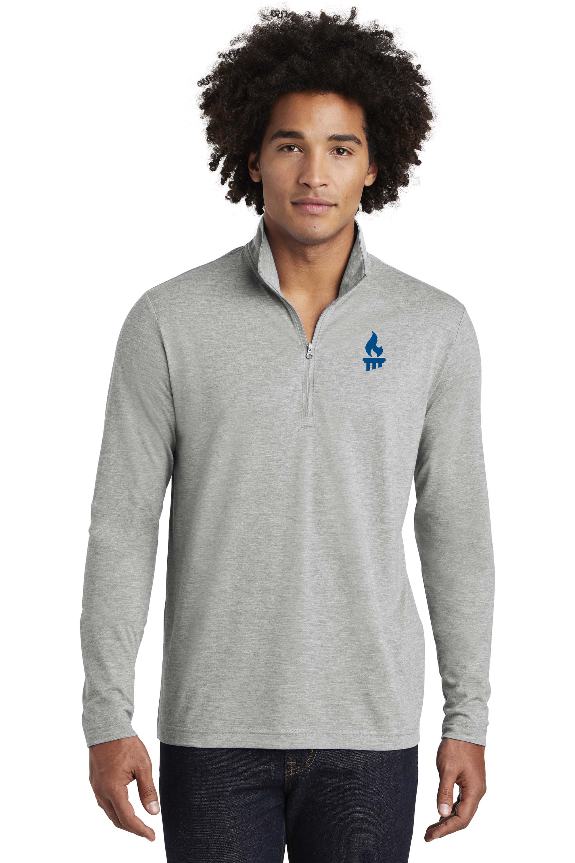M2ST407LtGr - Light Gray Sport-Tek PosiCharge Tri-Blend Wicking 1/4-Zip Pullover