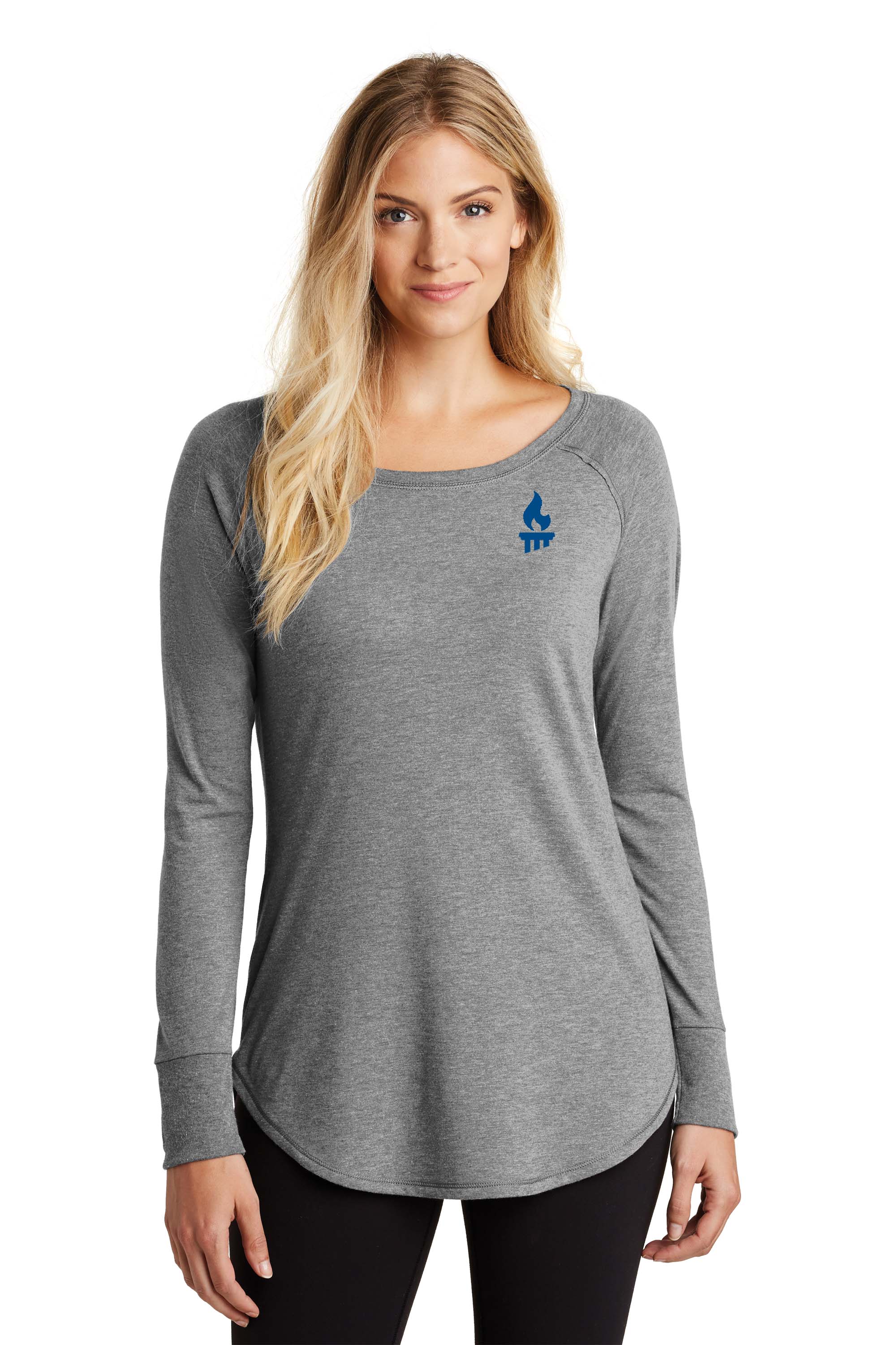 L6DT132LGrFr - Grey Frost District Women’s Perfect Tri Long Sleeve Tunic Tee