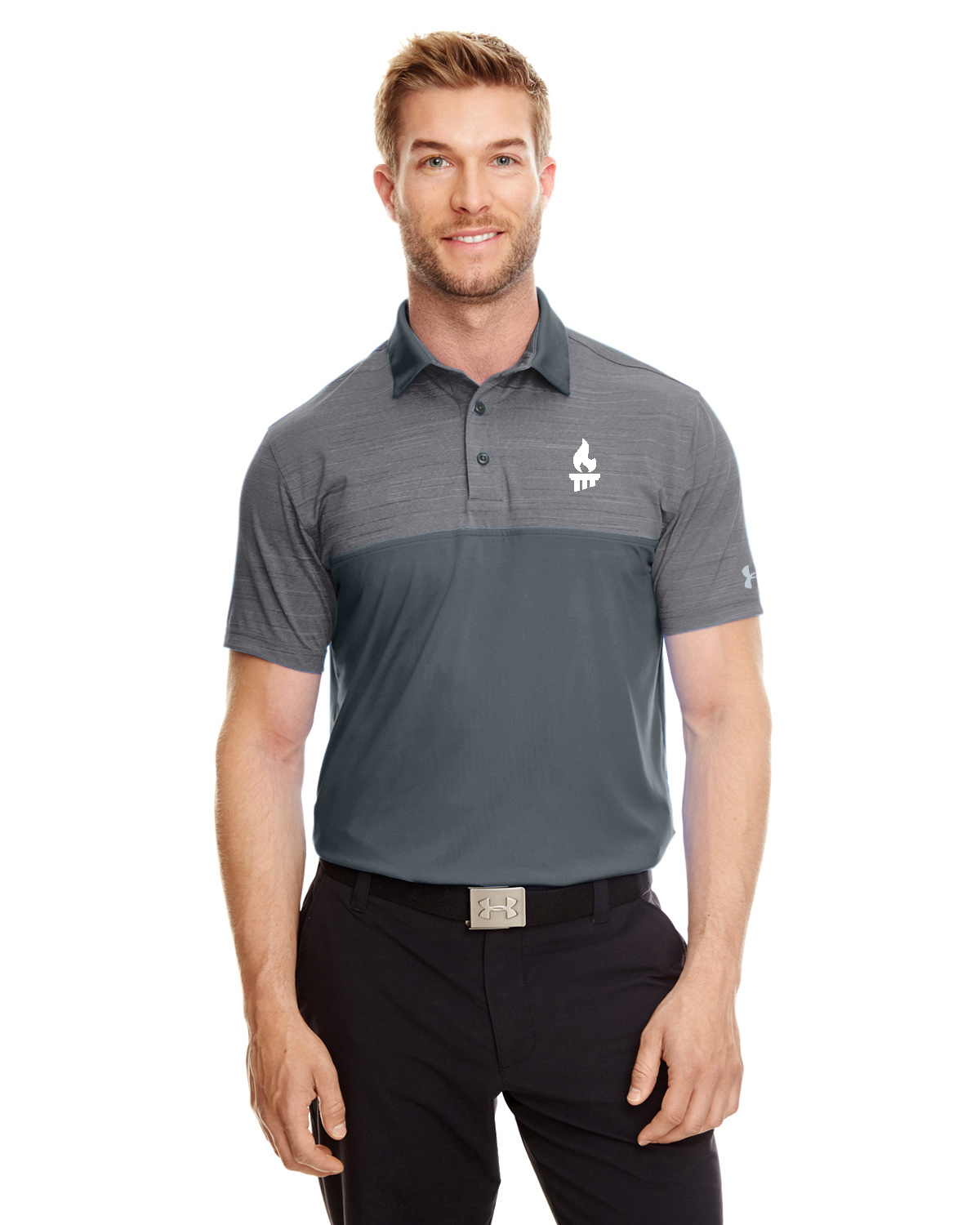 M81300133RhGr - Rhino Grey/Steel White Under Armour Men's UA Playoff Block Polo