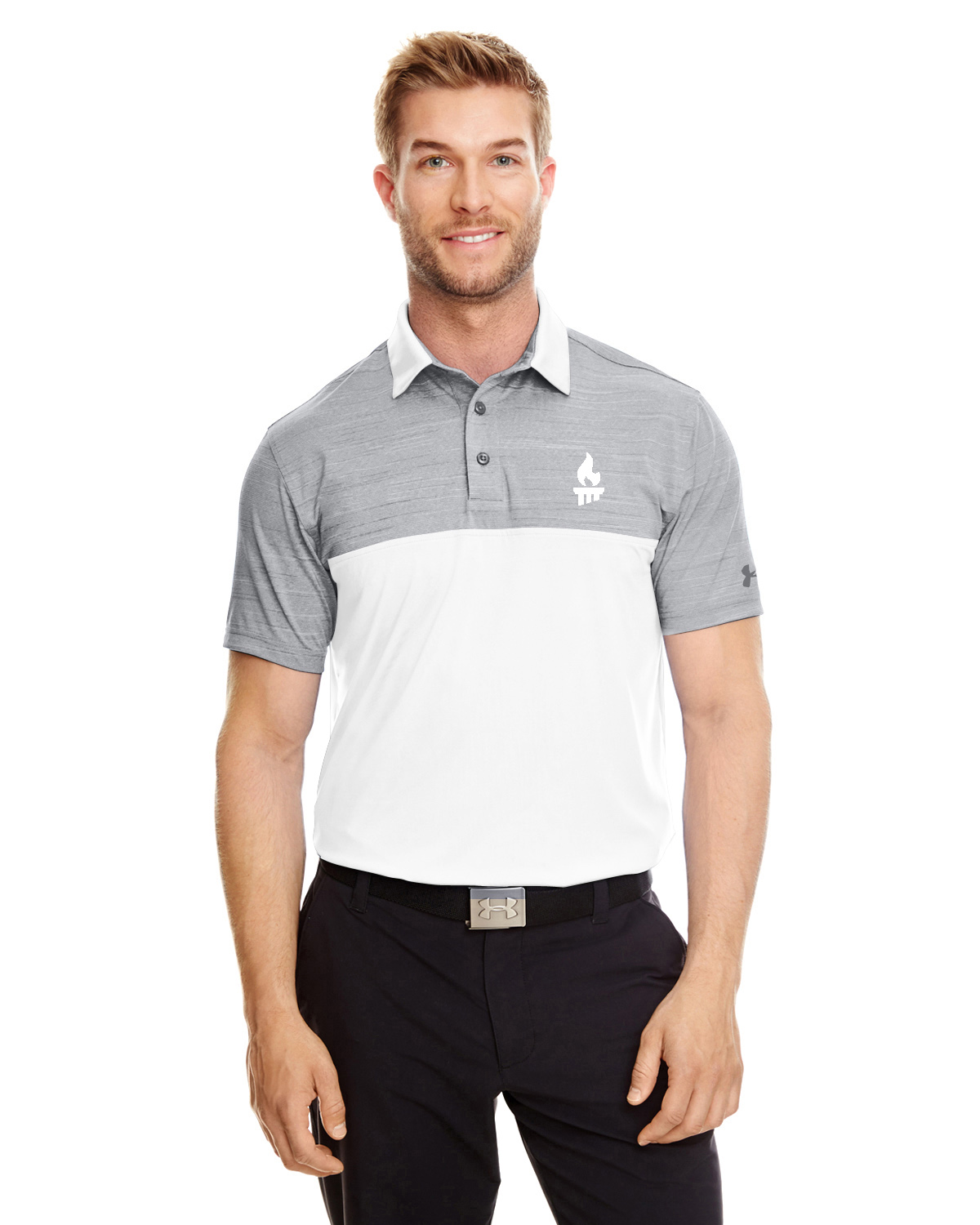 M81300133StGrpht - Steel/Graphite-White Under Armour Men's UA Playoff Block Polo
