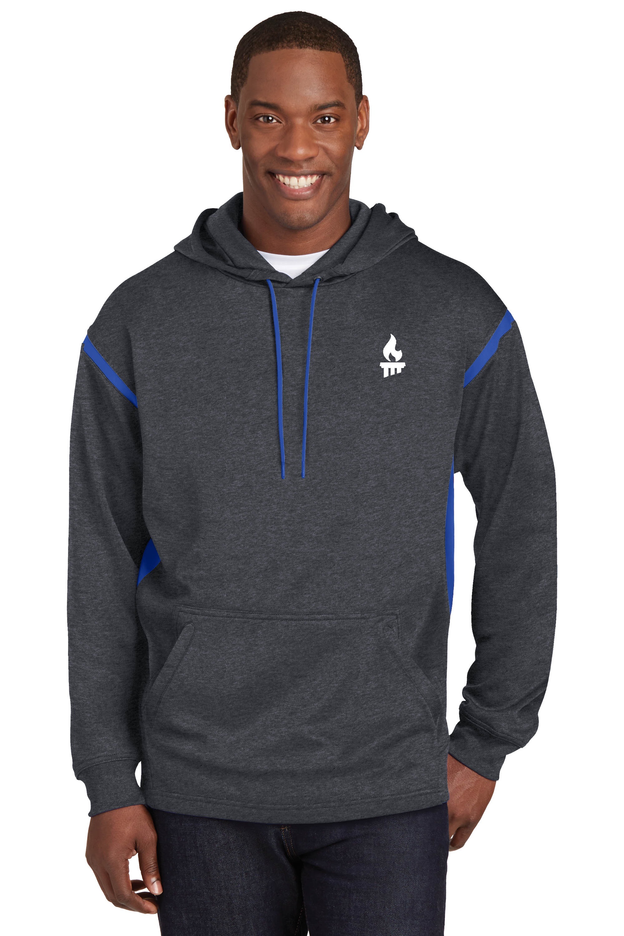 U1F246Grpht - Graphite Sport-Tek® Tech Fleece Colorblock Hooded Sweatshirt