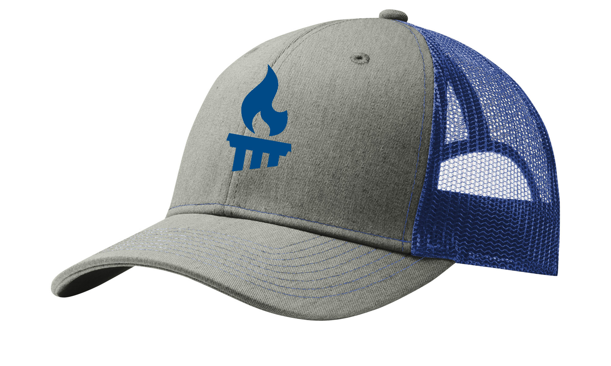 Z1C112HGryRoy - Heather Grey/Royal Blue Port Authority Snapback Trucker Cap