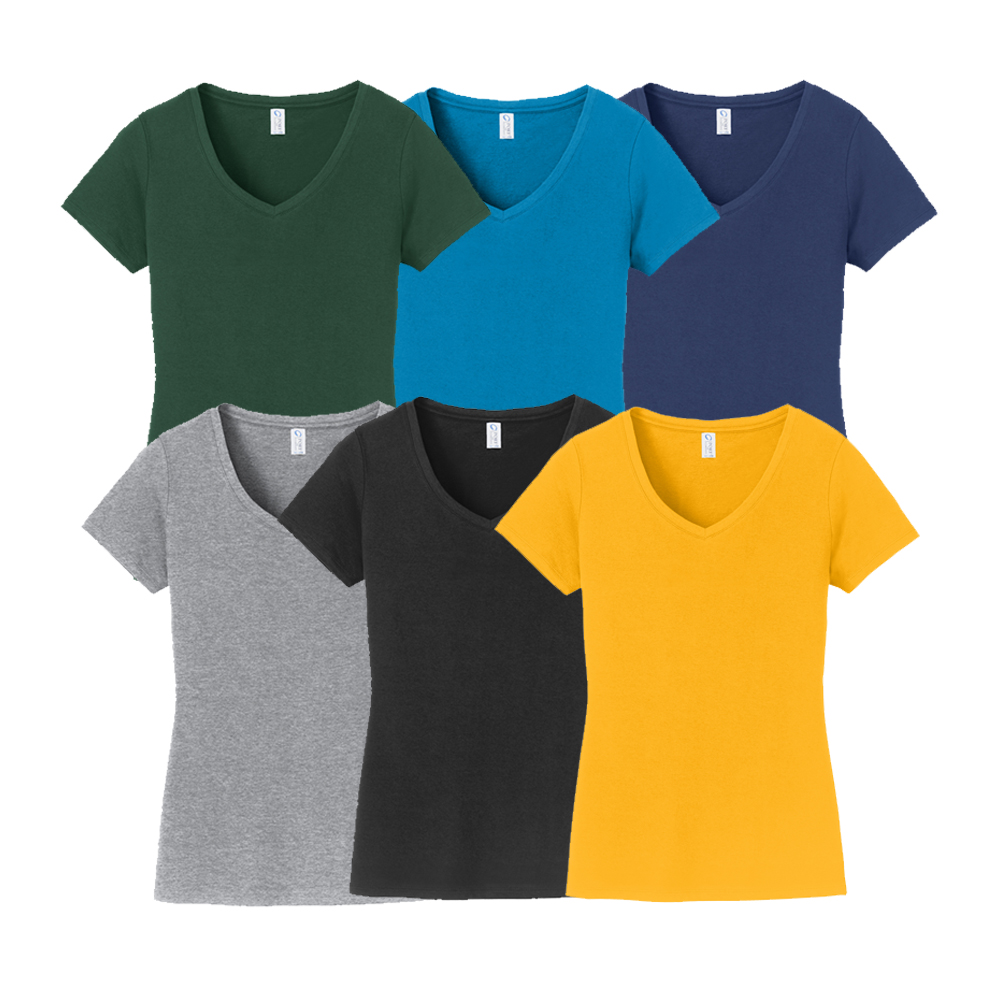 08 Ladies Ring Spun Cotton V-Neck T-Shirt