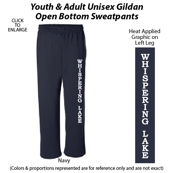 <b>#11-18400 Youth & Adult Unisex Gildan Open Bottom Sweatpants</b>