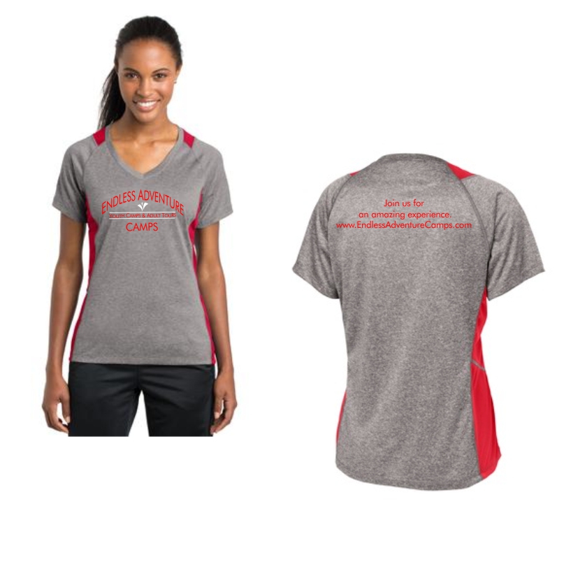 Sport-Tek ® Ladies Heather Colorblock Contender™ V-Neck Tee. LST361.