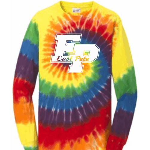 E PC147LS Adult Long Sleeve Rainbow Tie-Dye Tee