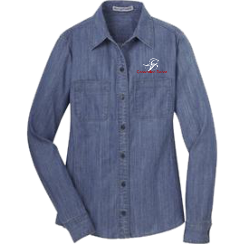 DE L652 Port Authority Ladies Patch Pockets Embroidered Denim Shirt
