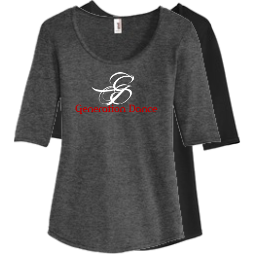 BA 6756L Anvil Ladies Tri-Blend Deep Scoop Neck 1/2 Sleeve Tee