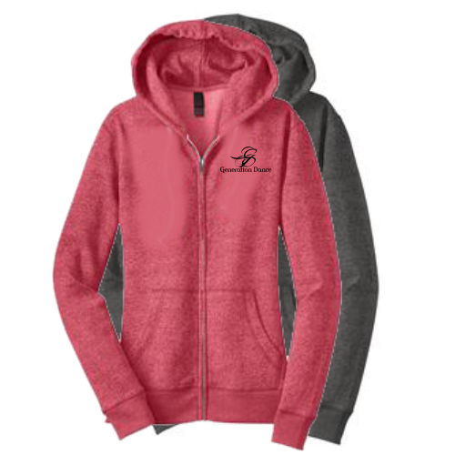 FB DT292 District-Juniors Marled Fleece Full-Zip Hoodie