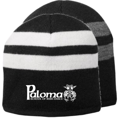 FA C922 Port and Company Embroidered Fleece-Lined Striped Beanie Cap