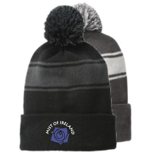 N STC28 Sport-Tek Stripe Embroidered Pom Pom Beanie