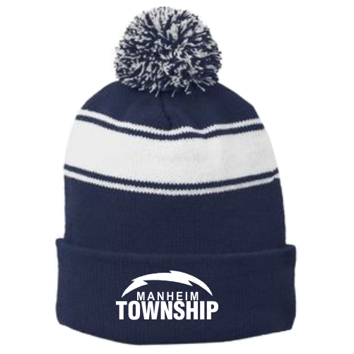 Q STC28 Sport Tek Embroidered Stripe Pom-Pom Beanie