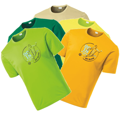 B ST350 Youth or Adult Performance DriFit Tee - Gold/Greens