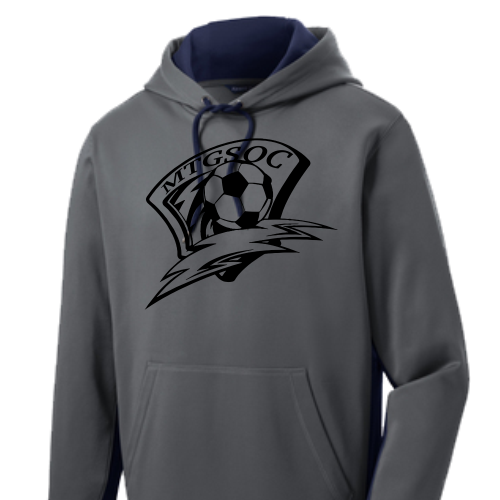 J ST235 Youth or Adult Sport-Tek Sport-Wick Fleece Colorblock Hooded Pullover