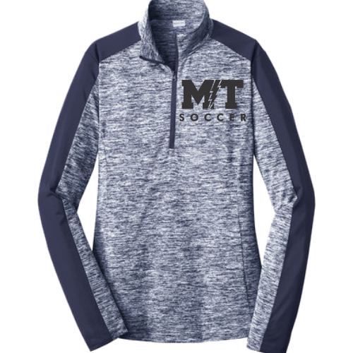 L LST397 Sport-Tek Ladies PosiCharge Electric Heather Colorblock 1/4-Zip Pullover