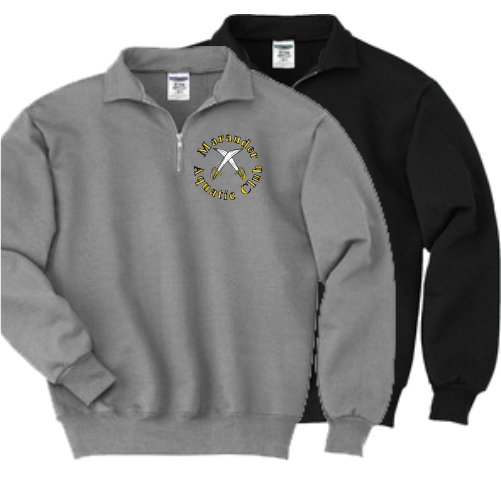 EE4528M 1/4 Zip Pullover Sweatshirt with Cadet Collar Embroidered