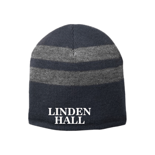 Z AC922 Fleece Lined Stripped Beanie Cap Embroidered