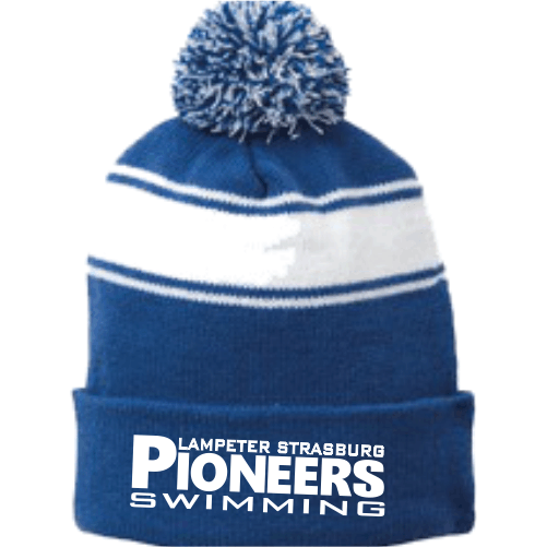 Q STC28 Sort Tek Stripe Pom-Pom Beanie Embroidered