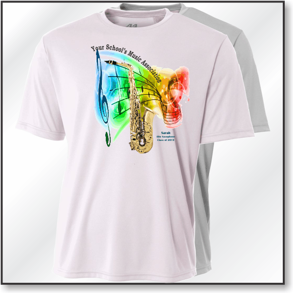 A4 Performance Tee - Design 1 - Saxophone