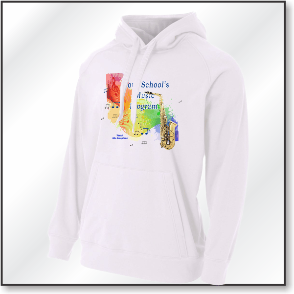 A4 Solid Tech Fleece Hoodie - Design 2 - Saxophone