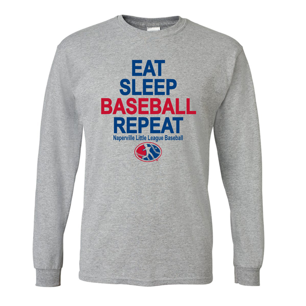 Long Sleeve T-shirt, Eat Sleep Baseball