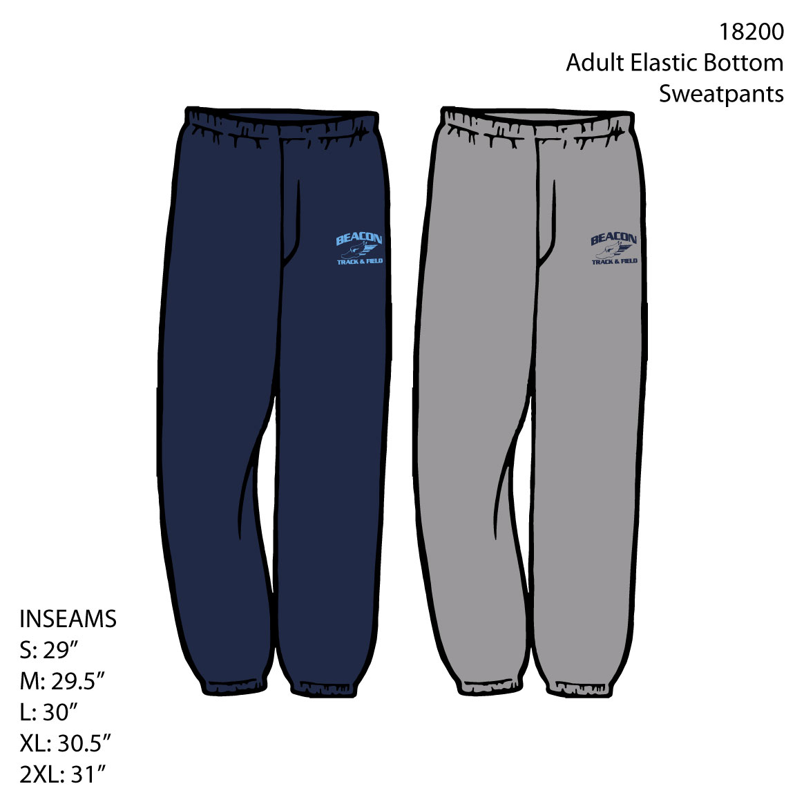 A - 18200 ADULT Elastic Bottom Sweatpants