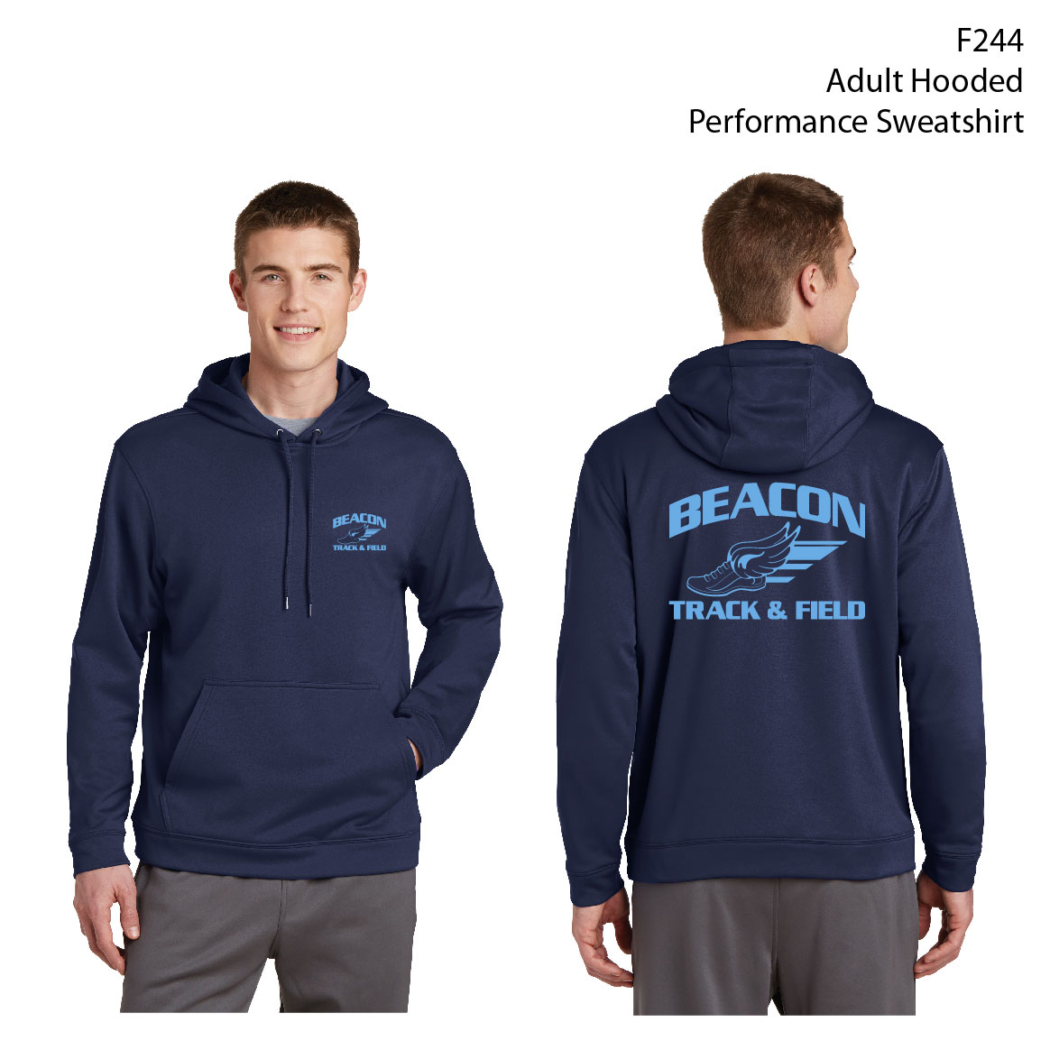 A - F244 ADULT Performance Hooded Sweatshirt