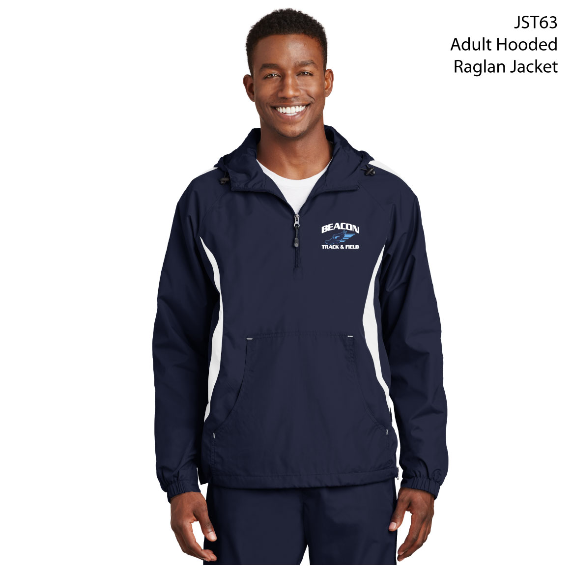 A - JST63 ADULT Raglan Half Zip Jacket