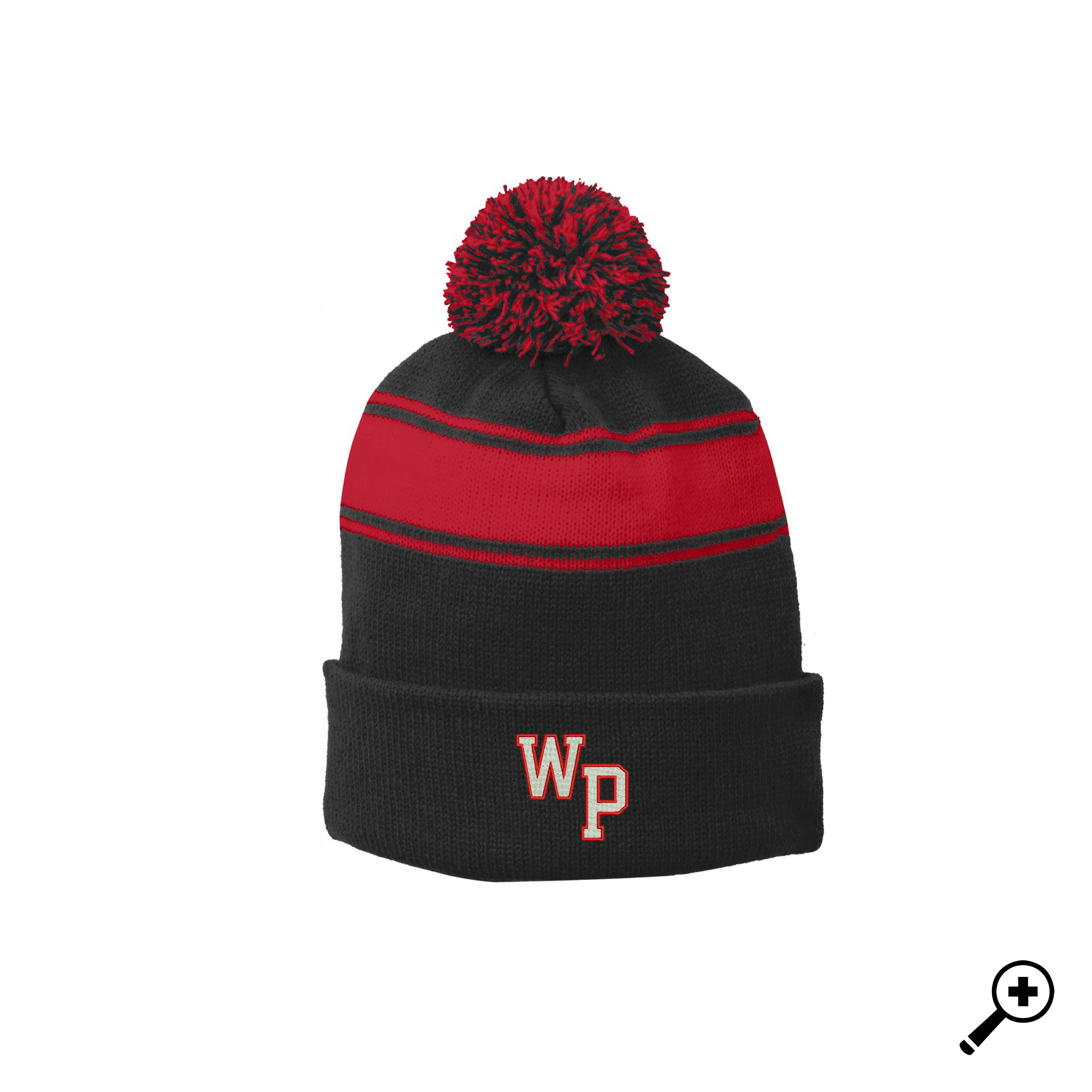 Q- STC28 Sport-Tek Stripe Pom Pom Beanie