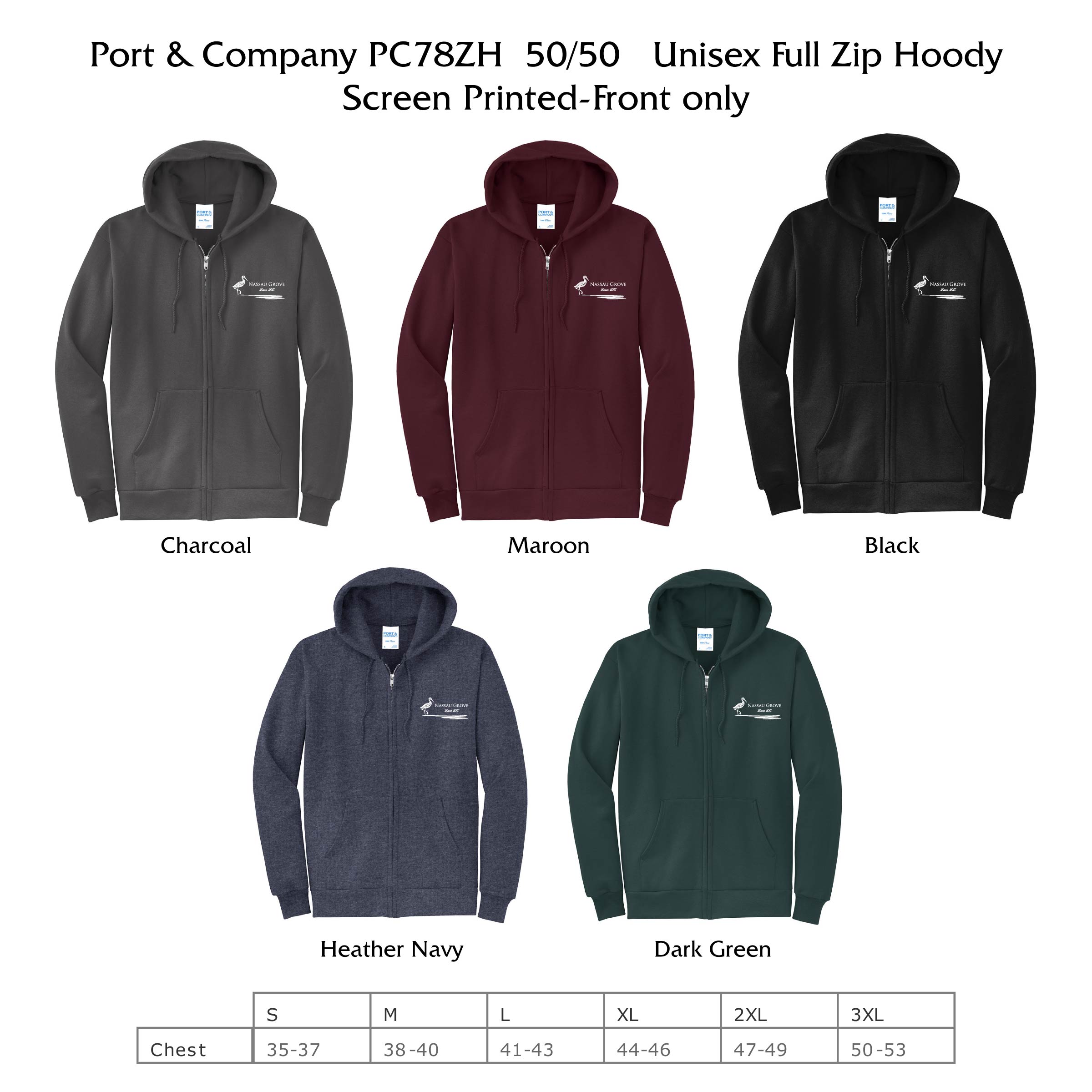B- PC78ZH Port & Company Unisex Full Zip Hoody