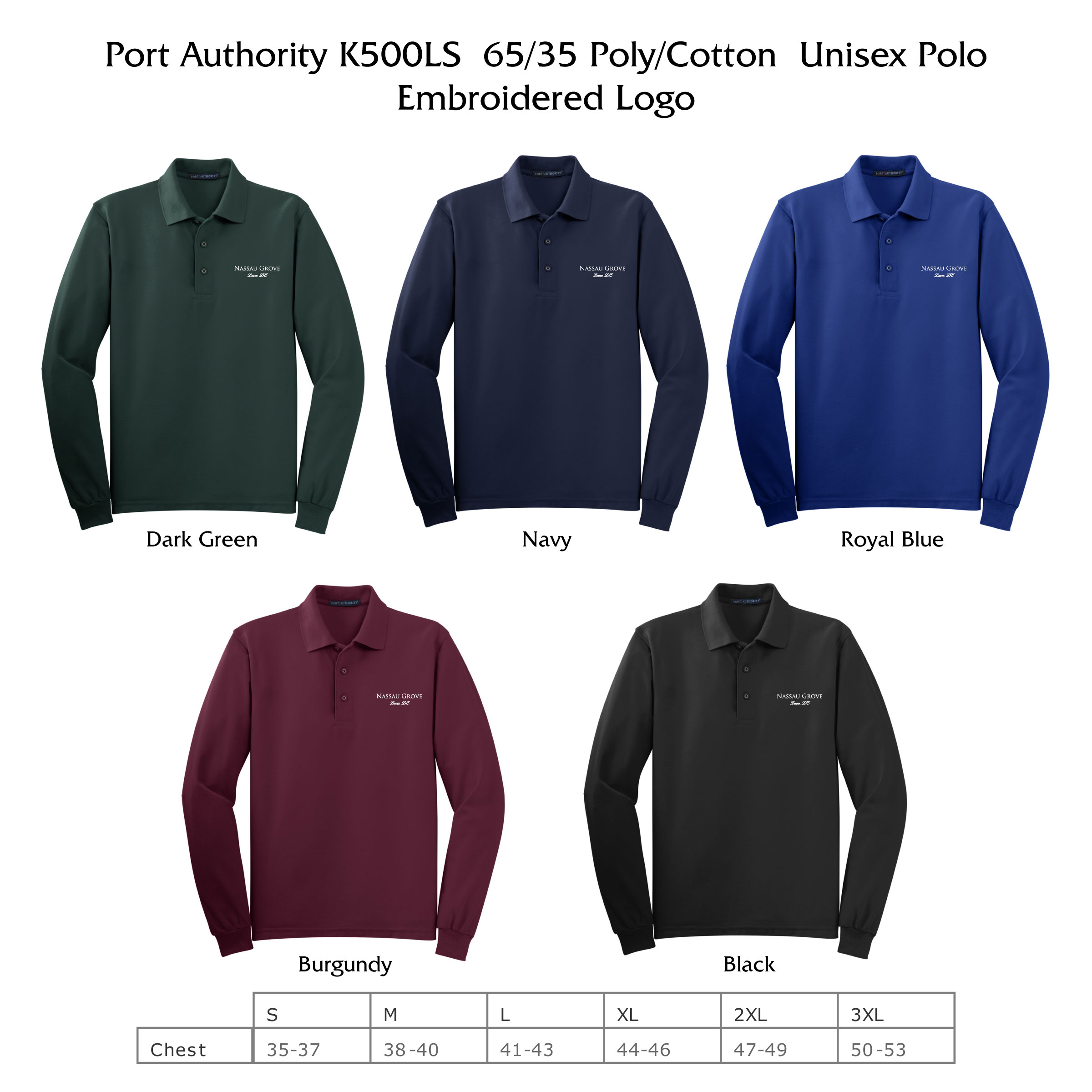 C- K500LS Port Authority Unisex Long Sleeve Polo
