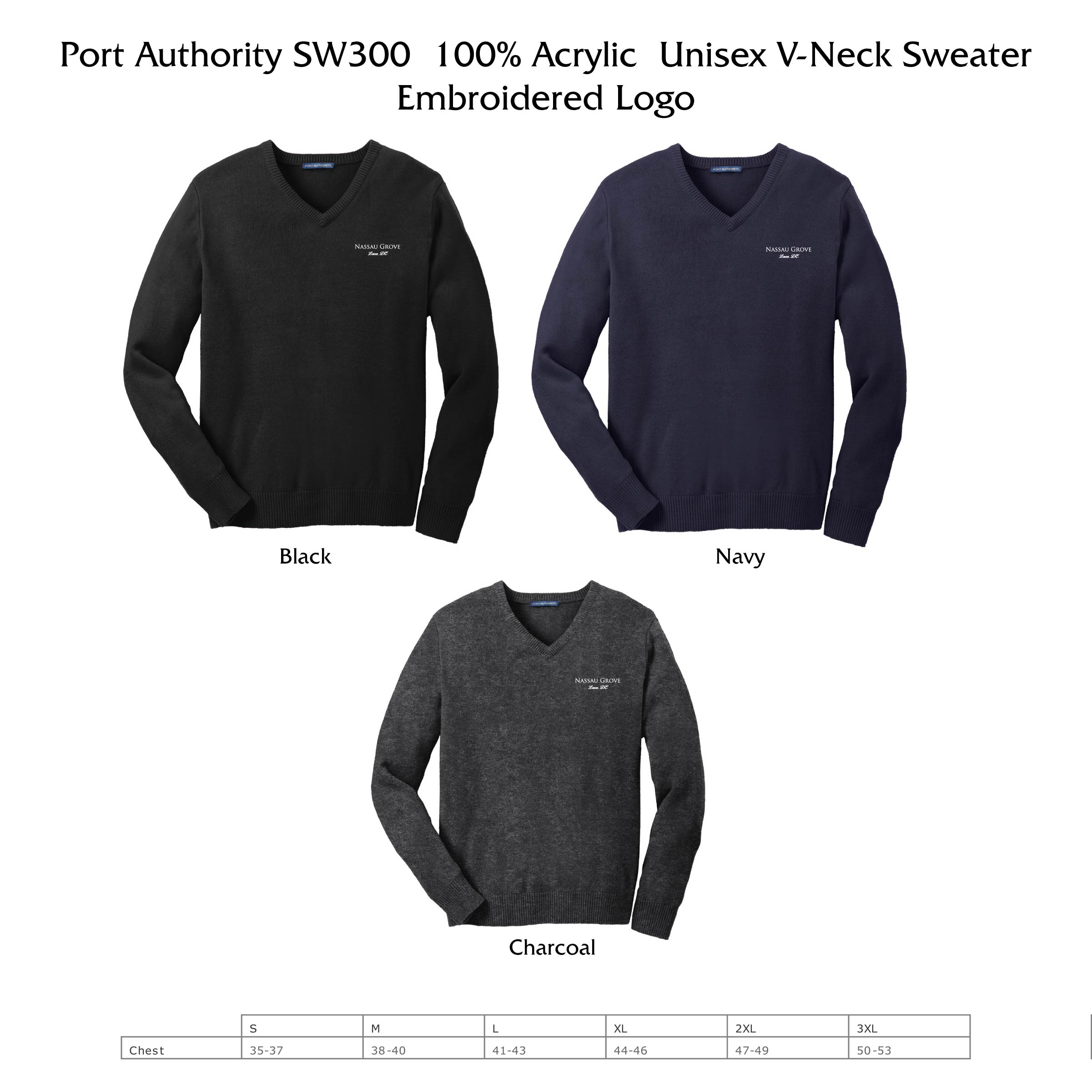 D- SW300 Port Authority Unisex V-Neck Sweater