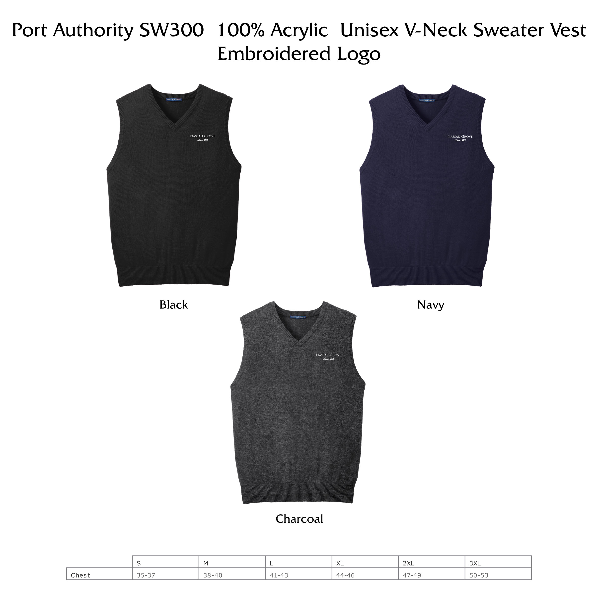 E- SW301 Port Authority Unisex V-Neck Sweater Vest