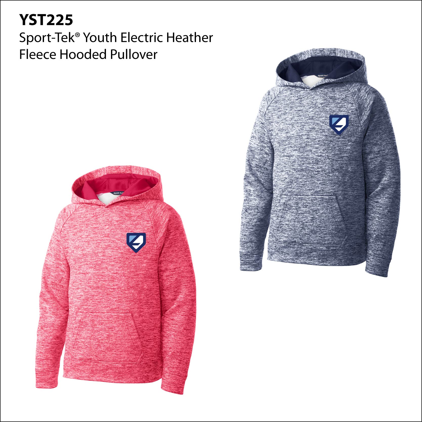 C- YST225 YOUTH Sport-Tek Electric Heather Hooded Pullover