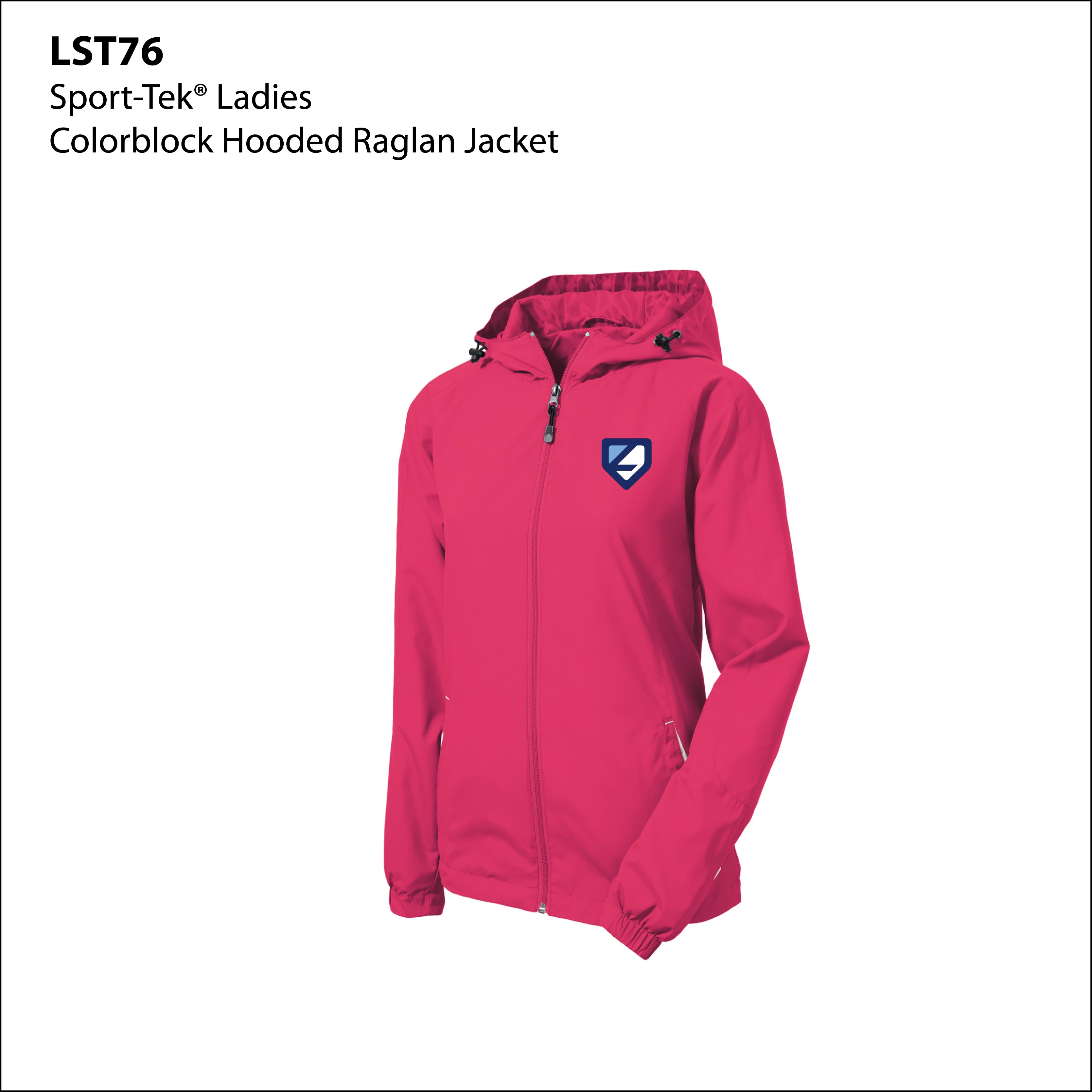 L- LST76 LADIES Sport-Tek Colorblock Hooded Raglan Jacket