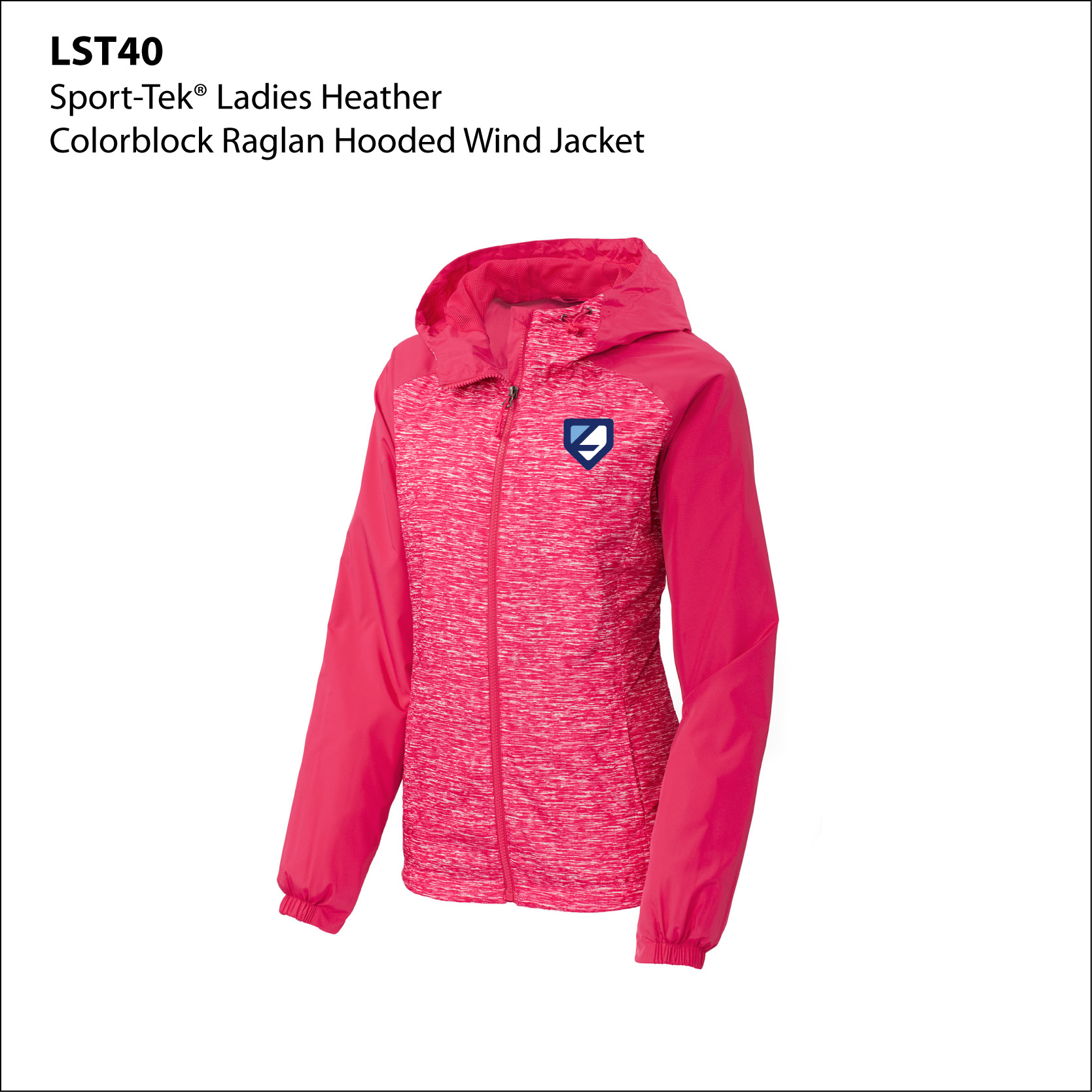 K- LST40 LADIES Sport-Tek Heather Colorblock Raglan Hooded Wind Jacket
